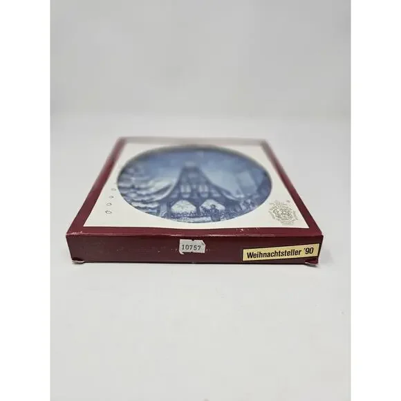 1990 BAREUTHER Christmas Plate The Old Forge In Rothenberg Vintage German Decor - Picture 9 of 9